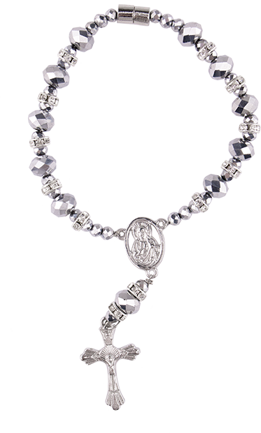 Silver Bead Auto Rosary