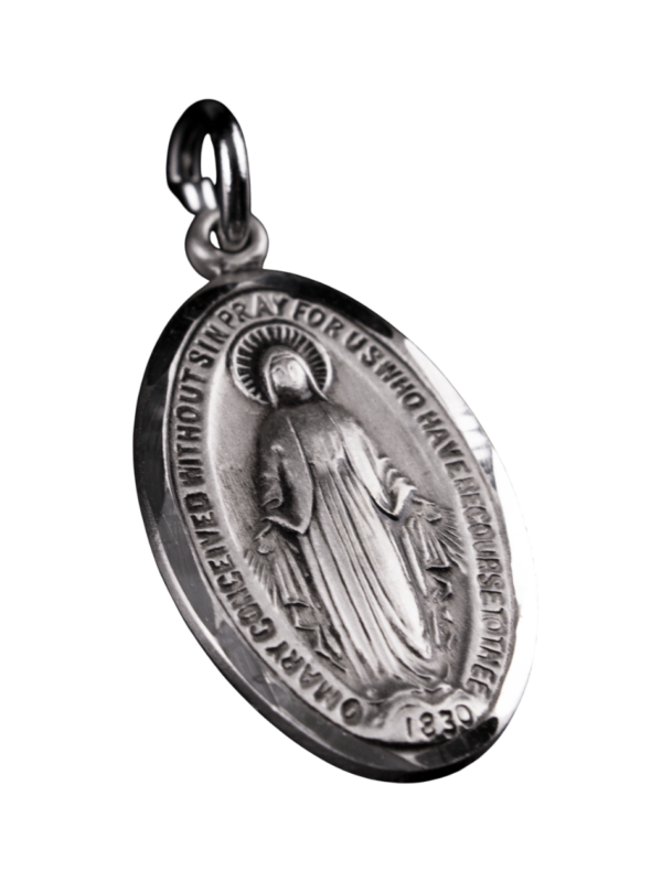 Medalla Milagrosa de Plata Esterlina de 1″ de Alto