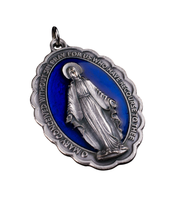 Large Filigree Blue Medal