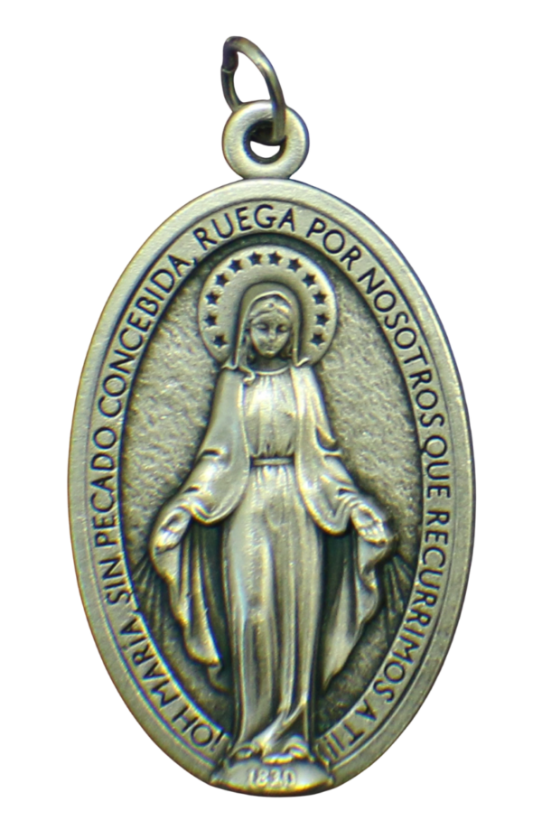 (Artículo en español) Medalla Milagrosa grande de estaño