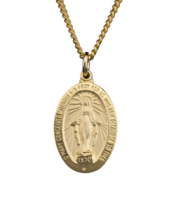 Gold Plated Miraculous Medal and Chain