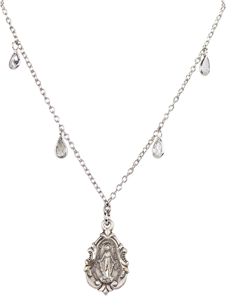 Tear shaped Miraculous Medal and Chain