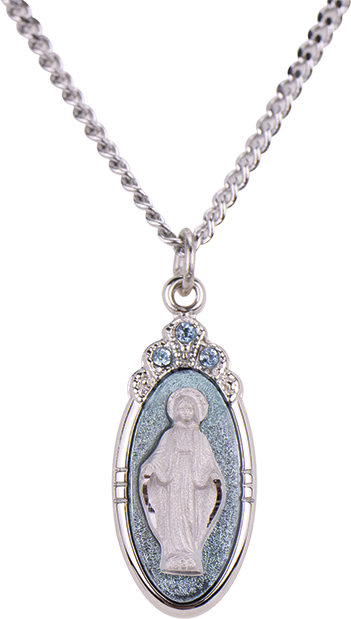 Blue Miraculous Medal and Chain