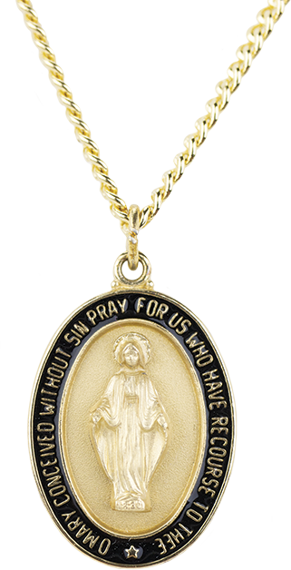 Gold Miraculous Medal and Chain