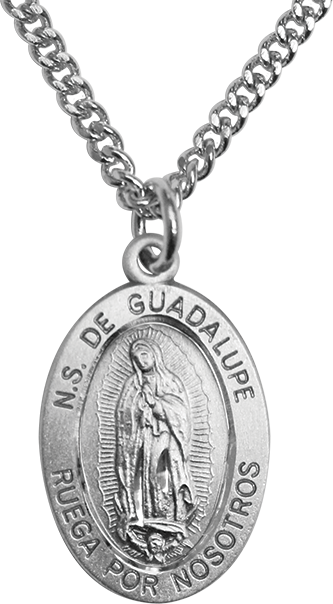 (Artículo en español) Medalla de plata fina de Nuestra Señora de Guadalupe