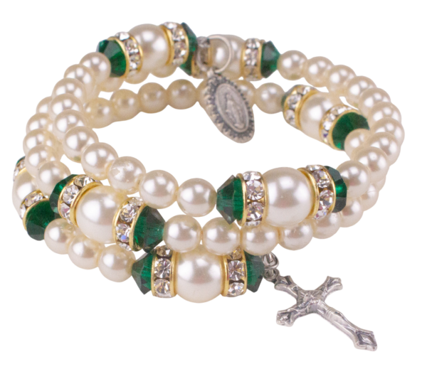 Emerald and Pearl Wrap Bracelet