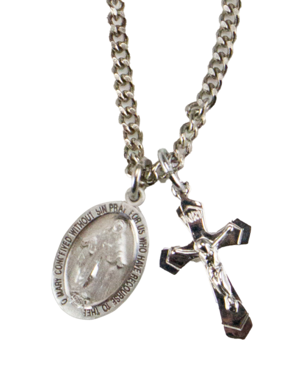 Crucifix and Miraculous Medal on Chain
