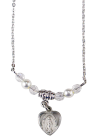 Crystal and Pearl Necklace with Miraculous Medal and Chain