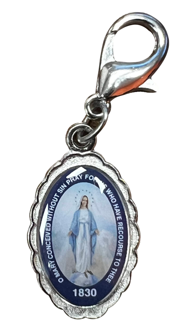 Epoxied Scalloped Edge Miraculous Medal with clasp