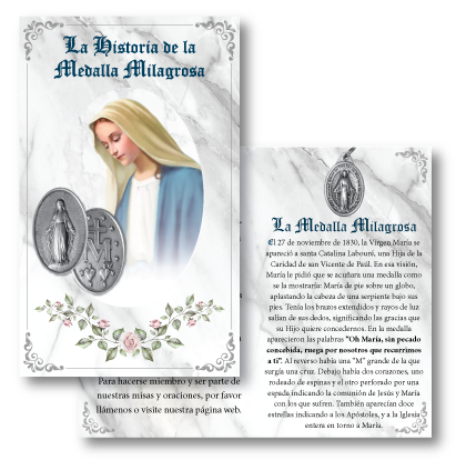 (Artículo en español) Medalla Milagrosa con tarjeta