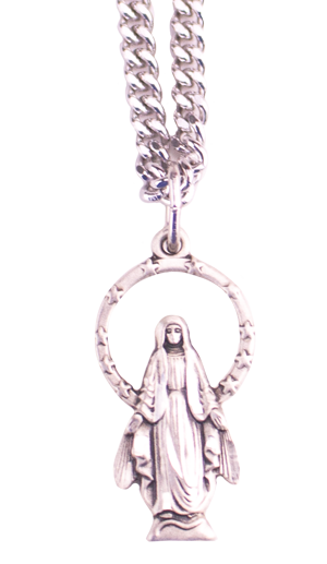 Silver Blessed Mother Figure on Chain