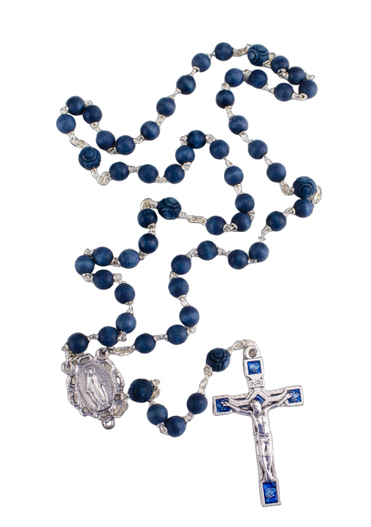 Blue Boxwood Bead Rosary