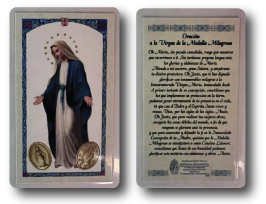 Tarjeta laminada de la Virgen de la Medalla Milagrosa