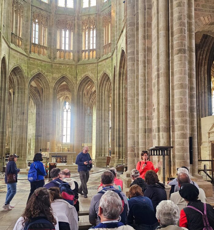 Pilgrims touring Mont St. Michel