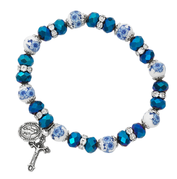 Blue and Floral Bracelet