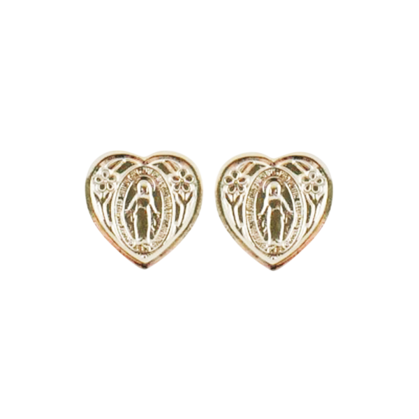Miraculous Medal Heart Shaped Earrings