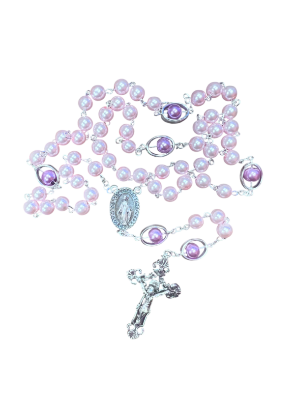 Pink Glass Pearl Bead Rosary