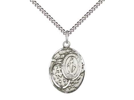 One Sided Miraculous Medal and Chain