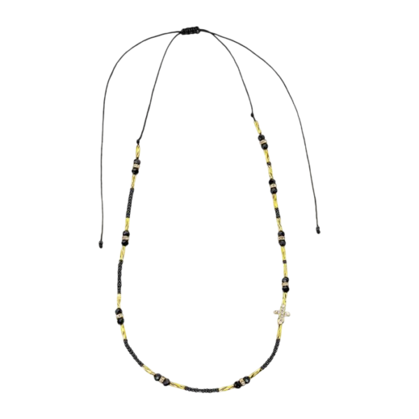 Collar ajustable en negro y dorado