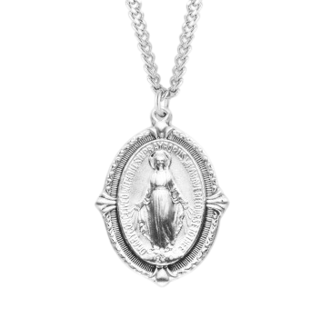 Medalla Milagrosa en plata y cadena de acero